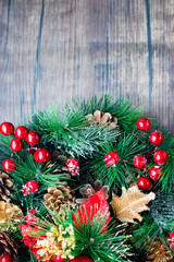 Beautiful Christmas decoration. Christmas wreath. Christmas concept. Soft focus.
