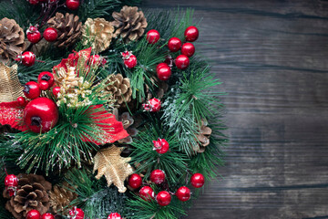 Beautiful Christmas decoration. Christmas wreath. Christmas concept.
