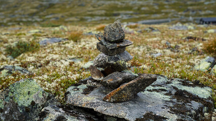 Pile of mossy stones Norway