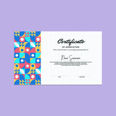 Certificate templates. Modern design diploma or gift certificate. Vector illustrations. flat mosaic