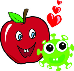 funny apple cartoon character