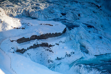 ICELAND - Gullfoss Waterfall, South Iceland - obrazy, fototapety, plakaty