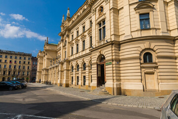 Fototapeta na wymiar Empty street in the old town of Krakow in the morning.