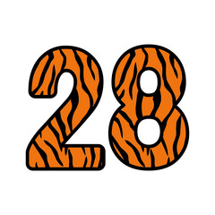Number 28 with tiger Print, twenty eight