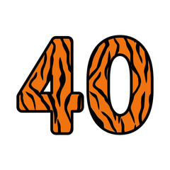 Number 40 with tiger Print, forty