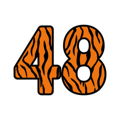 Number 48 with tiger Print, forty eight