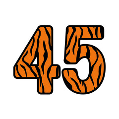 Number 45 with tiger Print, forty five