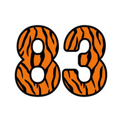 Number 83 with tiger Print, eighty three
