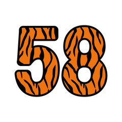 Number 58 with tiger Print, fifty eight