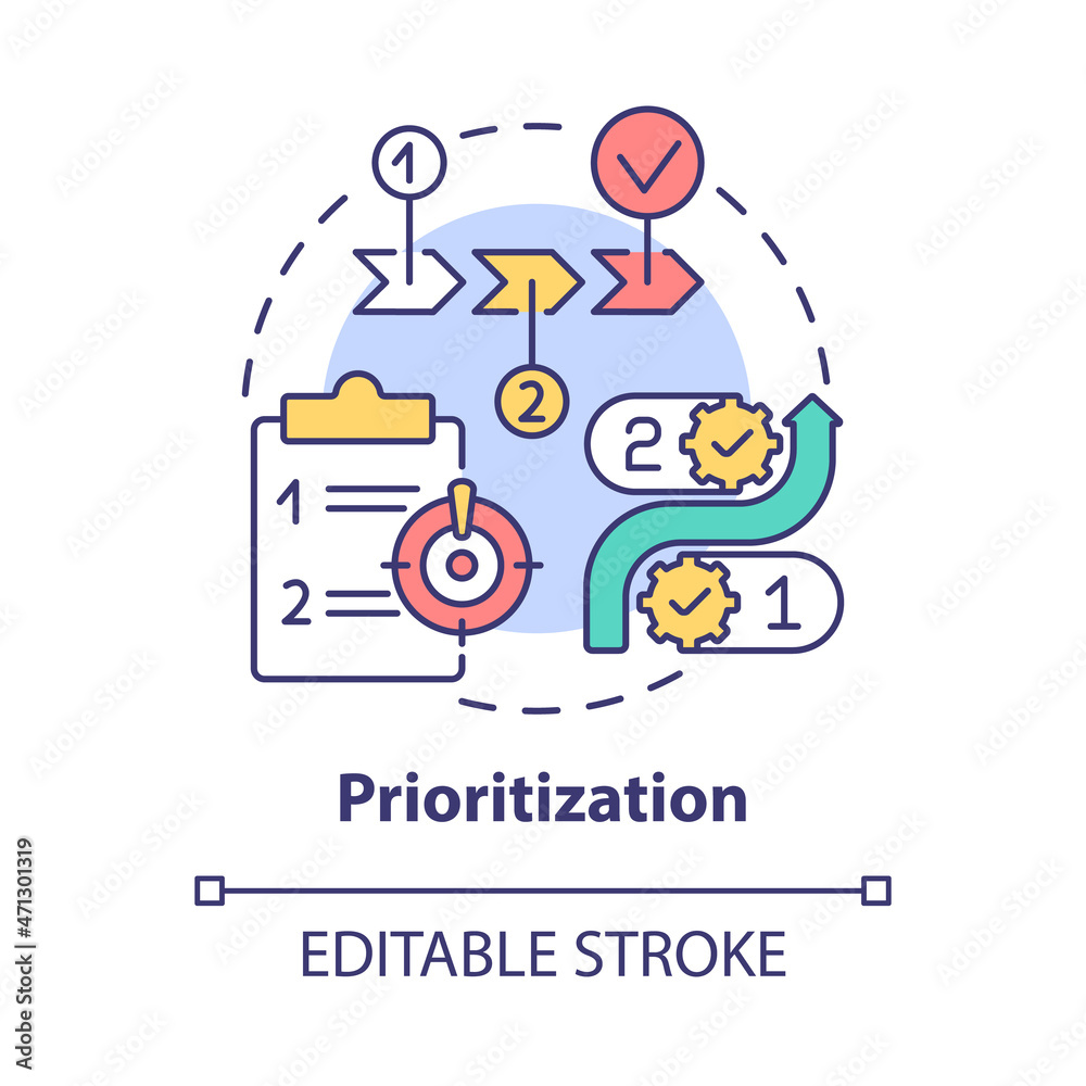 Wall mural prioritization concept icon. online entrepreneur skill abstract idea thin line illustration. order o