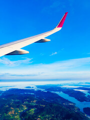Fototapeta premium View from an airplane to fjords in Norway