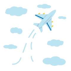 Vector illustration of an airplane in the sky