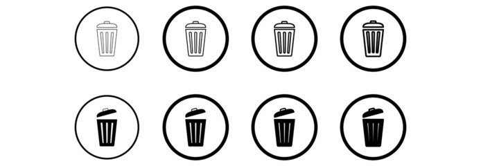 set trash can icon, set delete icon symbol