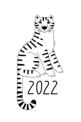 The Tiger is the Zodiac Symbol of the 2022 New Year. Vector illustration - 471302330