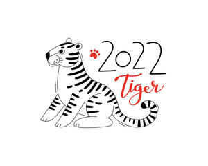 The Tiger is the Zodiac Symbol of the 2022 New Year. Vector illustration - 471302570