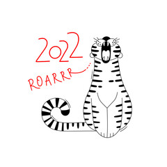 The Tiger is the Zodiac Symbol of the 2022 New Year. Vector illustration - 471302716