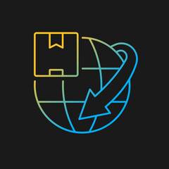 International order delivery professional service gradient vector icon for dark theme. International trading. Thin line color symbol. Modern style pictogram. Vector isolated outline drawing