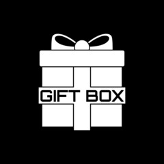 Gift box word icon isolated on dark background