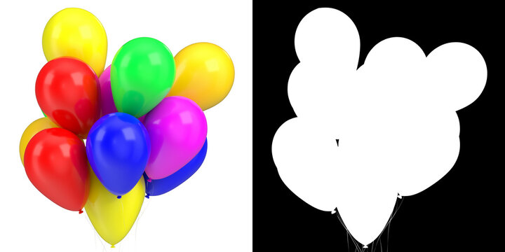 3D rendering illustration of a bunch of colorful balloons