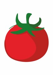 a large red tomato with a white background