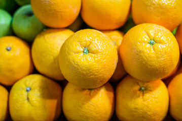 fresh oranges sale on market stall