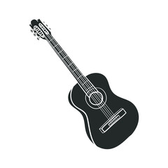 Fototapeta premium Guitar Icon Silhouette Illustration. Music Vector Graphic Pictogram Symbol Clip Art. Doodle Sketch Black Sign.