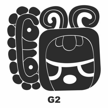 Vector icon with Mayan glyph lords of the nights. Maya god glyph symbol G2