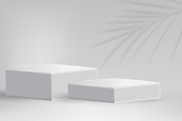 White rectangle cube product showcase table on isolate background. Studio podium platform