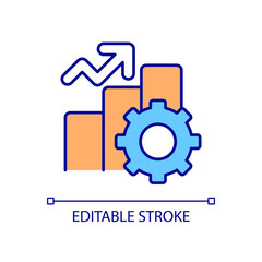 Statistics growth RGB color icon. Computer software and system management. Information technologies monitoring. Isolated vector illustration. Simple filled line drawing. Editable stroke © bsd studio