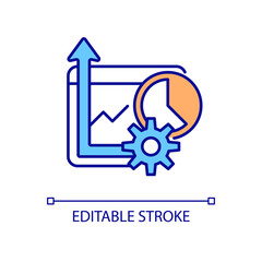 Increase performance RGB color icon. Computer software and system management. Information technologies monitoring. Isolated vector illustration. Simple filled line drawing. Editable stroke