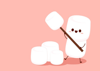 Marshmallow cartoon. marshmallow character design. Marshmallow vector.