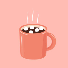 Marshmallows and cup of coffee. White Marshmallow in coffee cup.