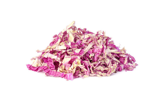 Pile Of Shredded Purple Cabbage Isolated On White