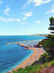 landscape of La Spiaggiola beach in Numana Alta on the Conero Riviera in the Marche region of Italy