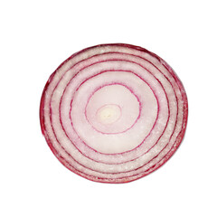 slices of red onion isolated on white background.