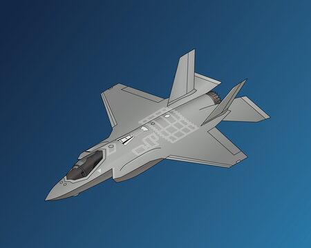 isometric, illustration, USAF JASDF F-35 fighter aircraft