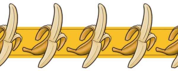 Yellow open banana, seamless border pattern