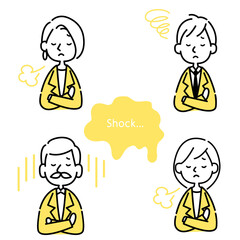 トラブルのアイコン　悩む会社員たちのイラスト