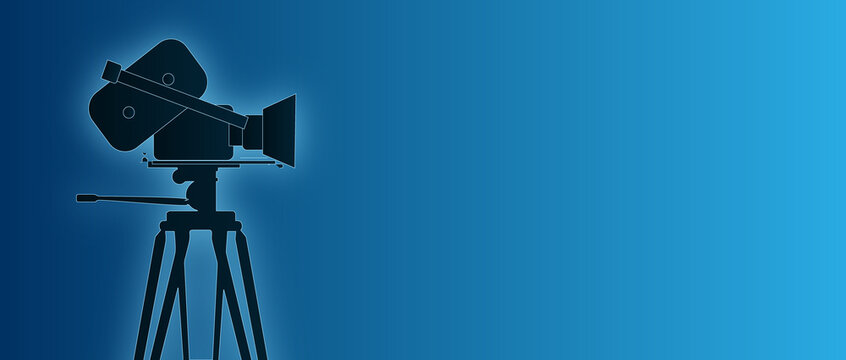 VECTOR CAMARA DE CINE CON TRIPODE SILUETA ILUSTRACION, CINEMATOGRAFIA  DIREECION DE FOTOGRAFIA