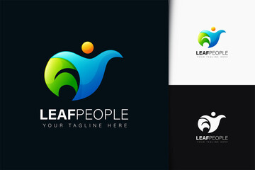 Leaf people logo design with gradient