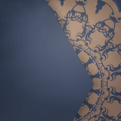 Greeting card in blue with vintage brown ornament for your congratulations.