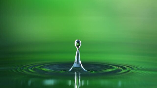 Super slow motion of water drops falling,1000 fps.