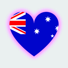 Flag of Australia in heart. Australia flag vector.