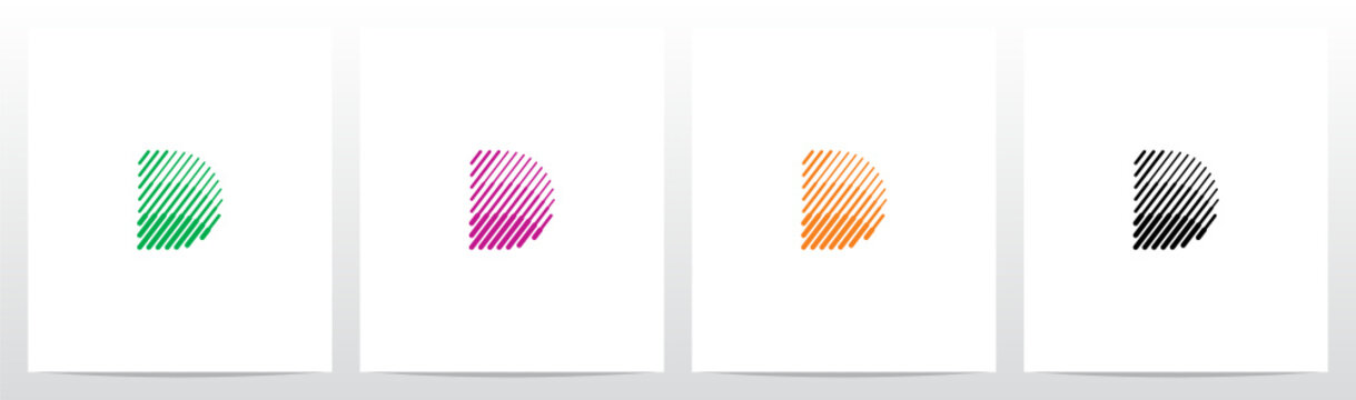 Bold And Thin Diagonal Outlines Letter Logo Design D