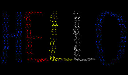 Handwriting hello word with colorful paint stroke