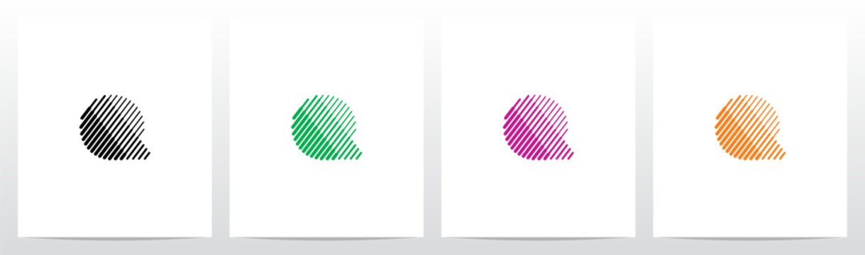 Bold And Thin Diagonal Outlines Letter Logo Design Q