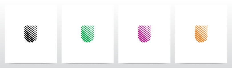 Bold And Thin Diagonal Outlines Letter Logo Design U