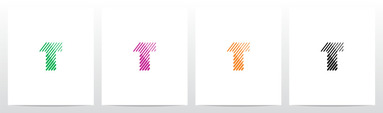 Bold And Thin Diagonal Outlines Letter Logo Design T