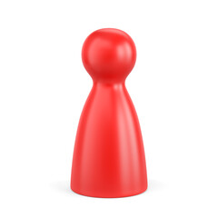 Red glossy board game pawn isolated on white background