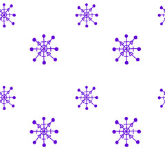 Vector seamless pattern with Velvet Violet snowflakes on white background.Simple,Christmas,minimalistic,festive doodle style print. Designs for  printing, web, invitations, textiles, wrapping paper.